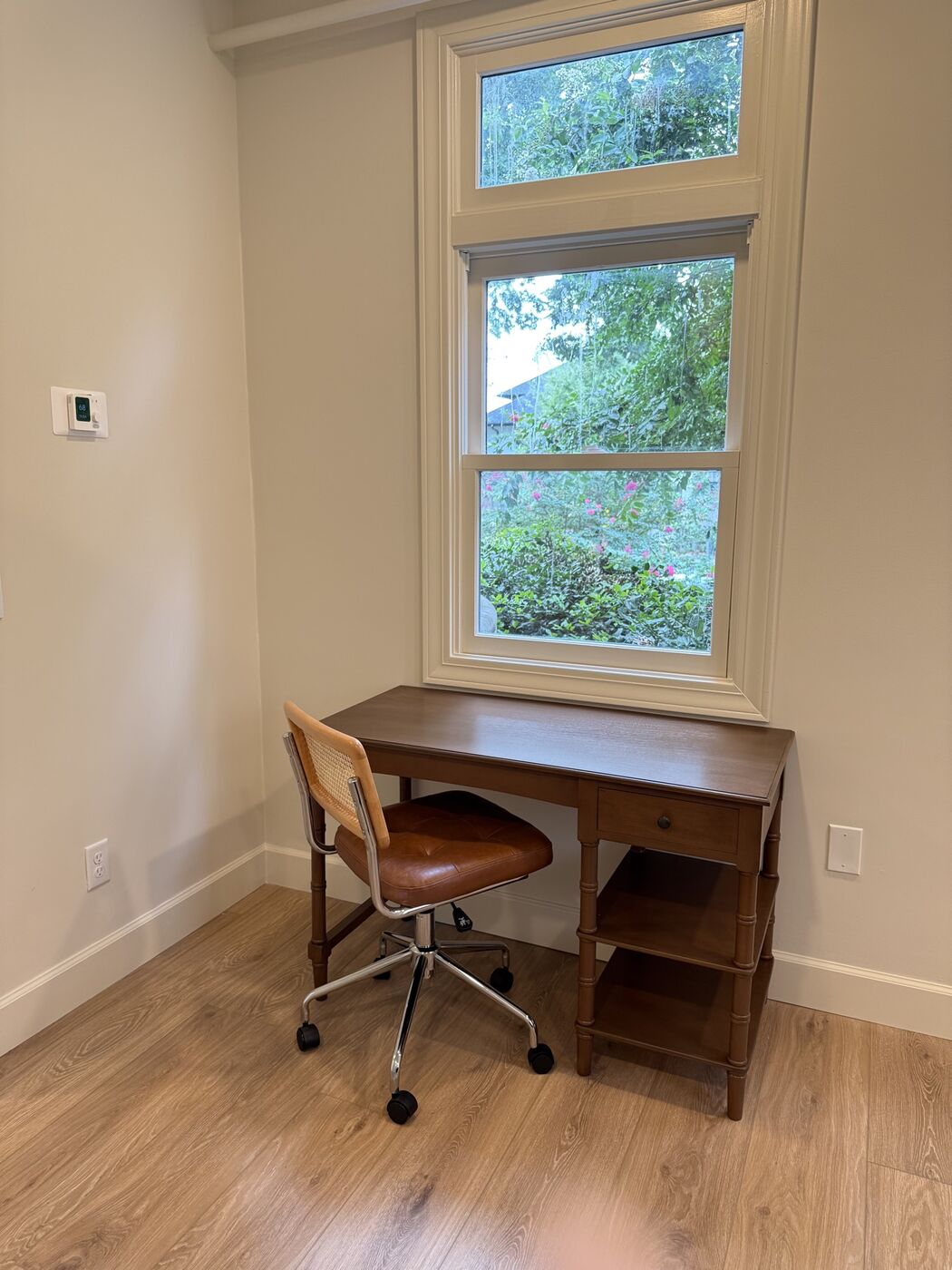 Study desk overlooking trees